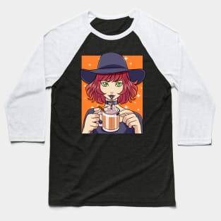 Pumpkin Spice Latte Witch Halloween Coffee Lover Baseball T-Shirt